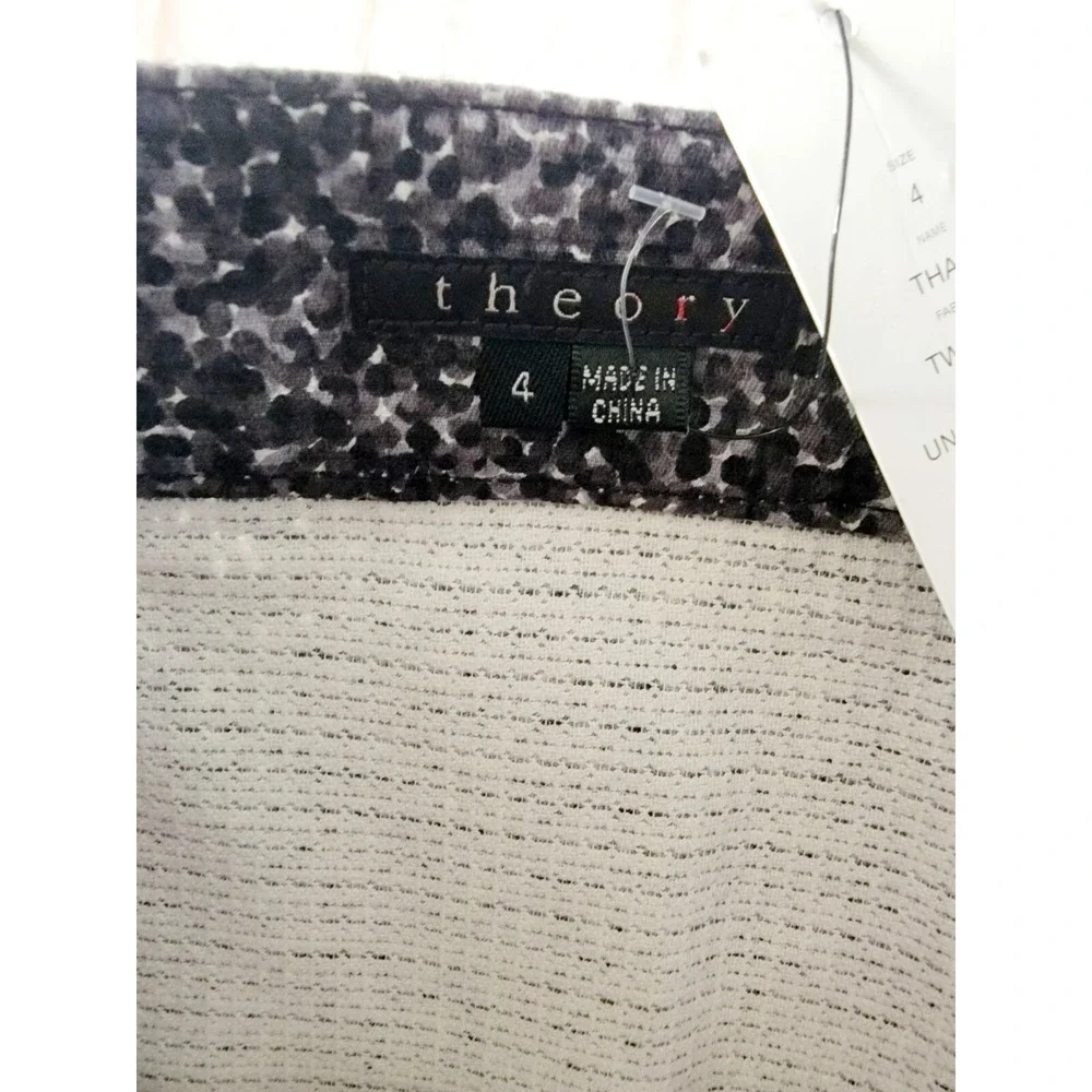 Theory 4 Skirt Black Gray White Pencil Tweed Uniform Dot Side Zip NWT‎ RV $215